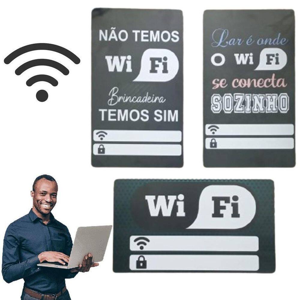 Placa Decorativa Parede Wifi Para Comércio E Restaurantes