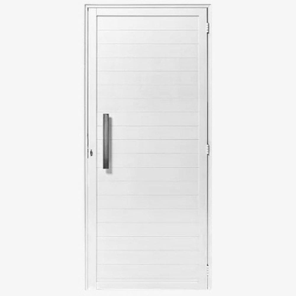 Porta Lambril 2,10x90 lado ESQUERDO L-25 no alumínio branco c/puxador redondo