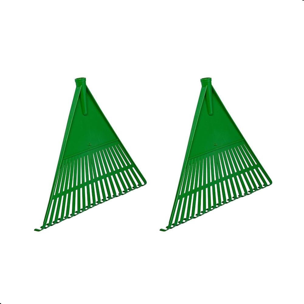 Kit 2 Vassouras Rastelo De Plástico Jardim Grama Sem Cabo