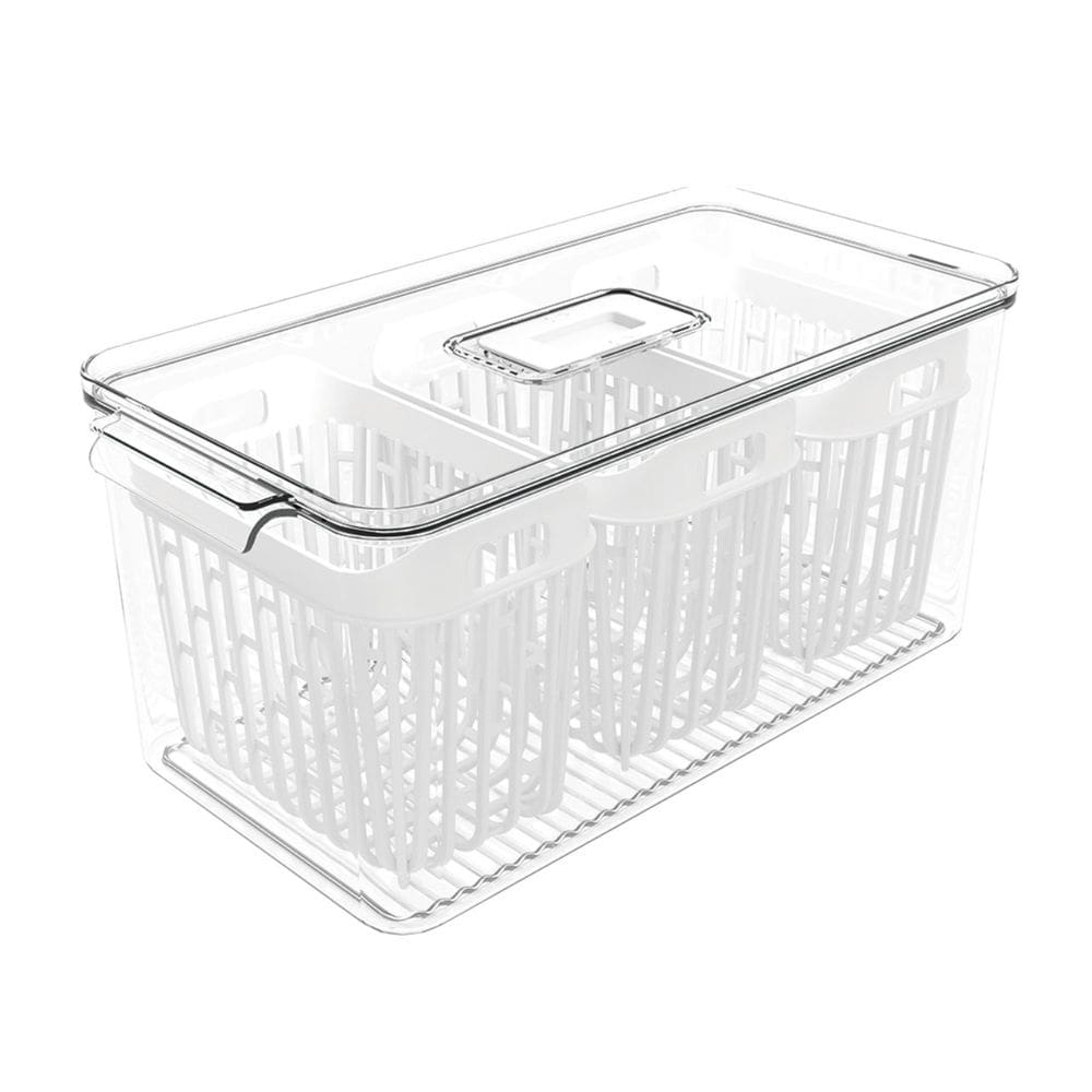 Organizador Grande com 3 Cestos 6L, Cor Cristal, linha Dry Coza