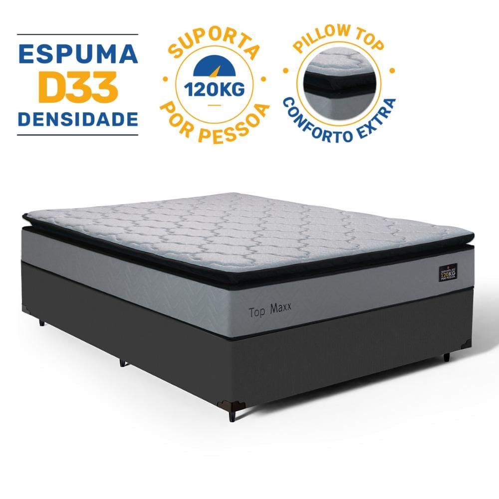 Cama Box com Colchão de Espuma D33 Pillow Top Maxx Casal 138cm