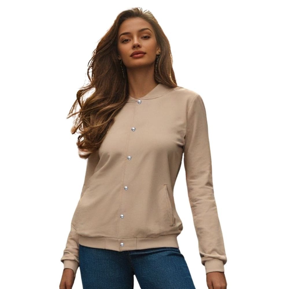 Jaqueta de Moletom Feminina Lisa com Bolsos Estilo Casual