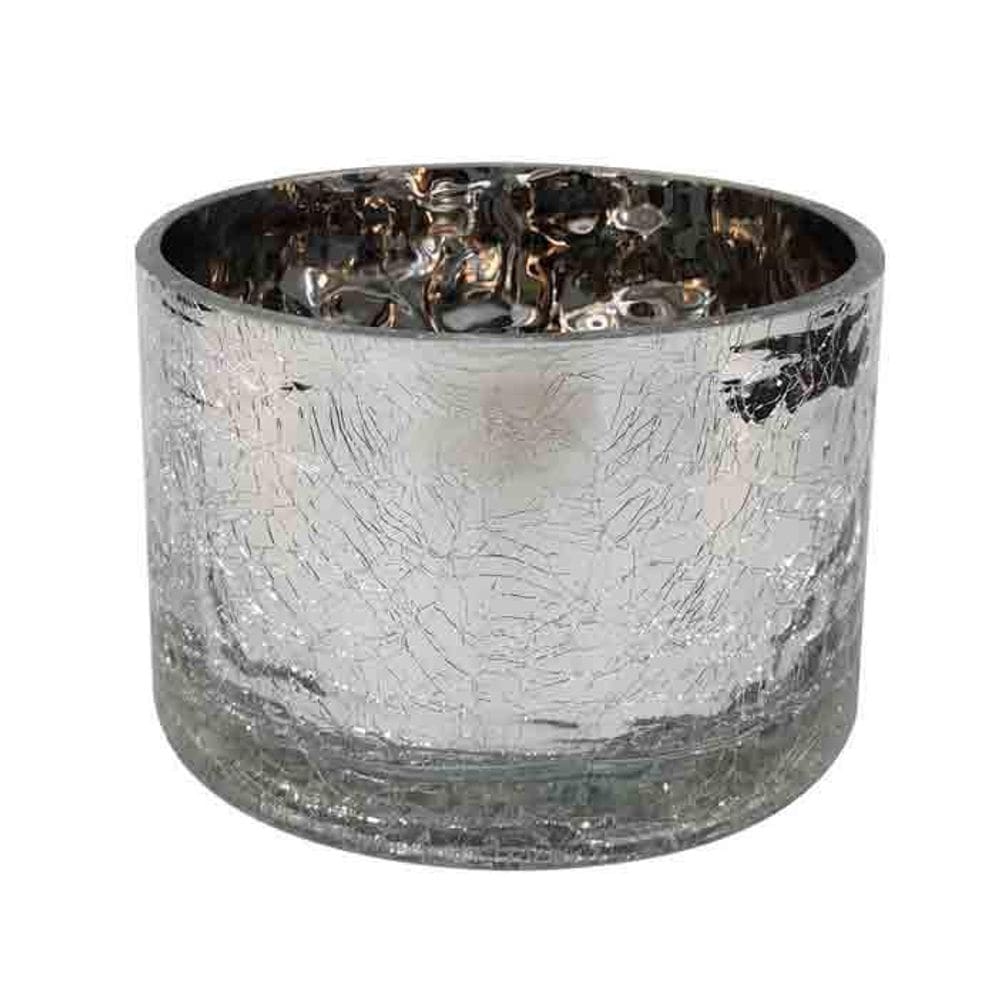 Castiçal Vaso De Vidro Prata 12Cm