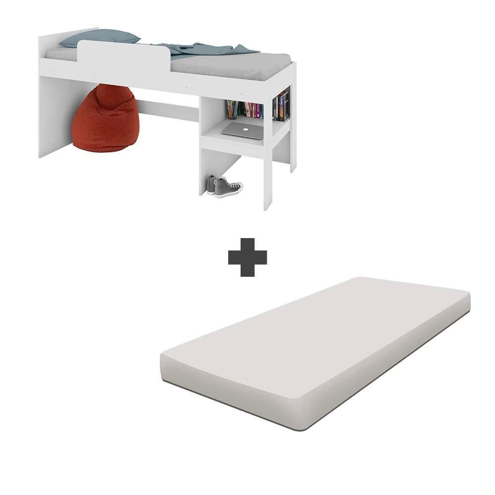 Cama Com Escorregador E Colchão Solteiro Infantil Branco Playground Art In Móveis