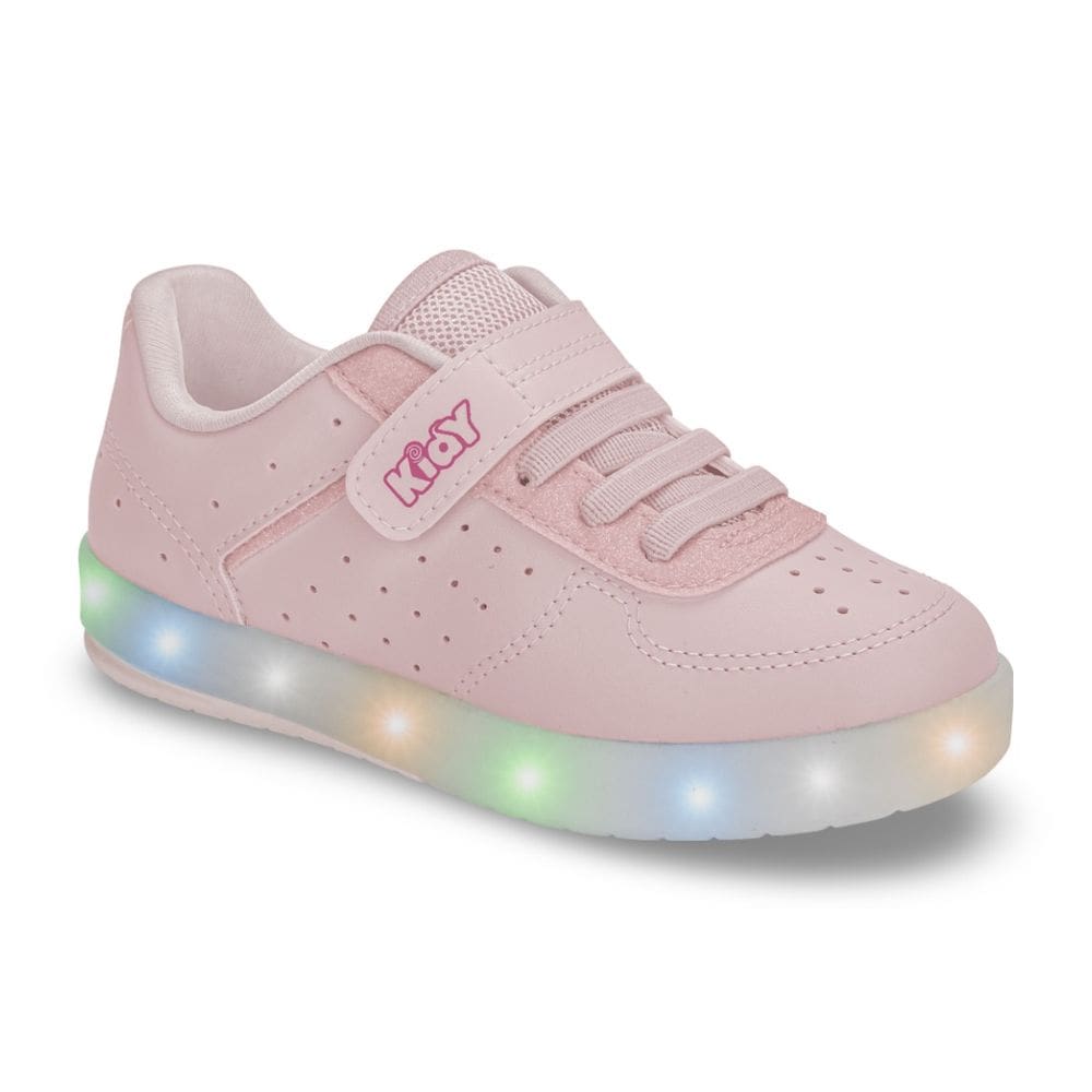 Tênis Casual Infantil Menina Kidy Luz Led - Nude - Divertido Confortável