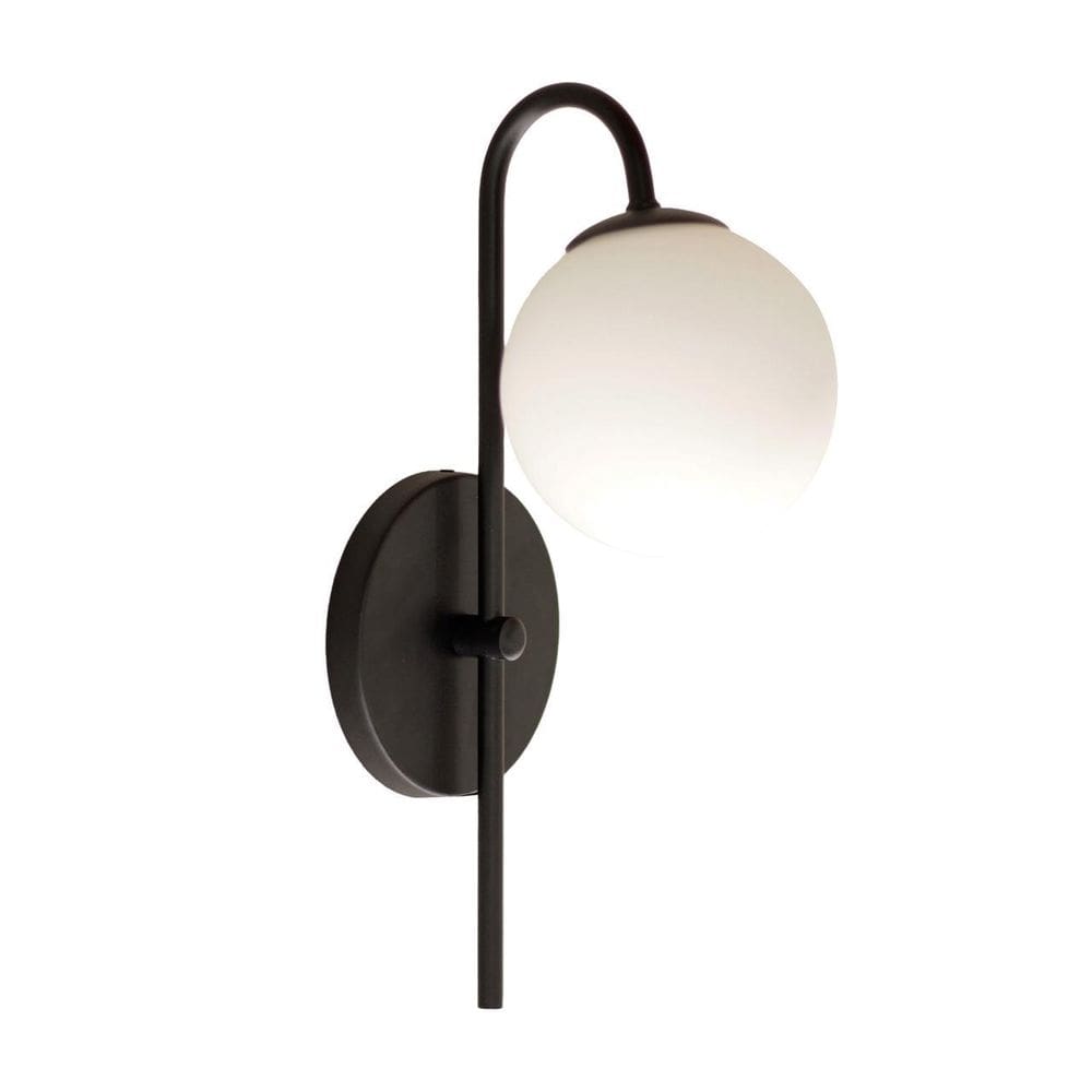 Luminária Arandela De Parede Globo Vidro 12 Jabuticaba Preto