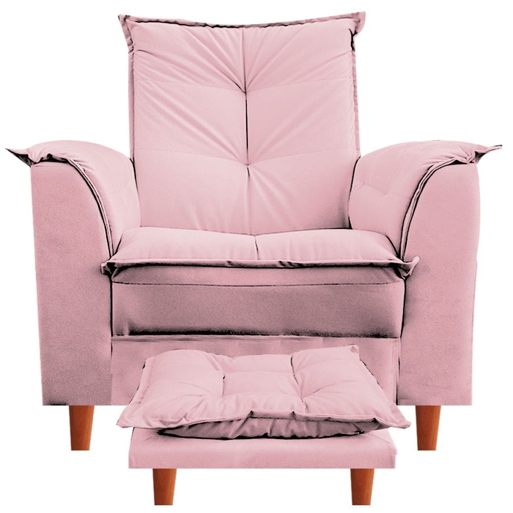 Poltrona Para Clinica De Estética Malu Puff e Almofada Rosa