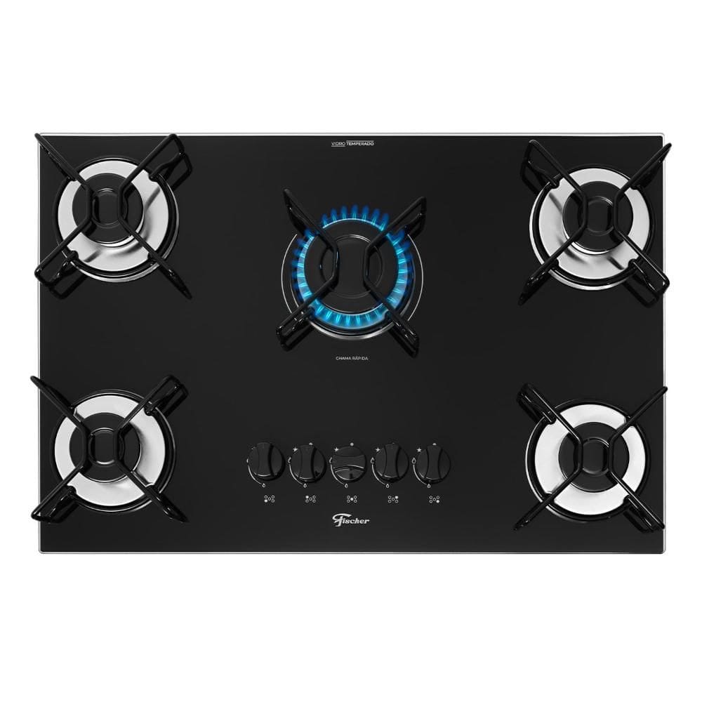 Cooktop a Gás Fischer 5 Bocas Fit Line Trempe Esmaltada Aramado 36360