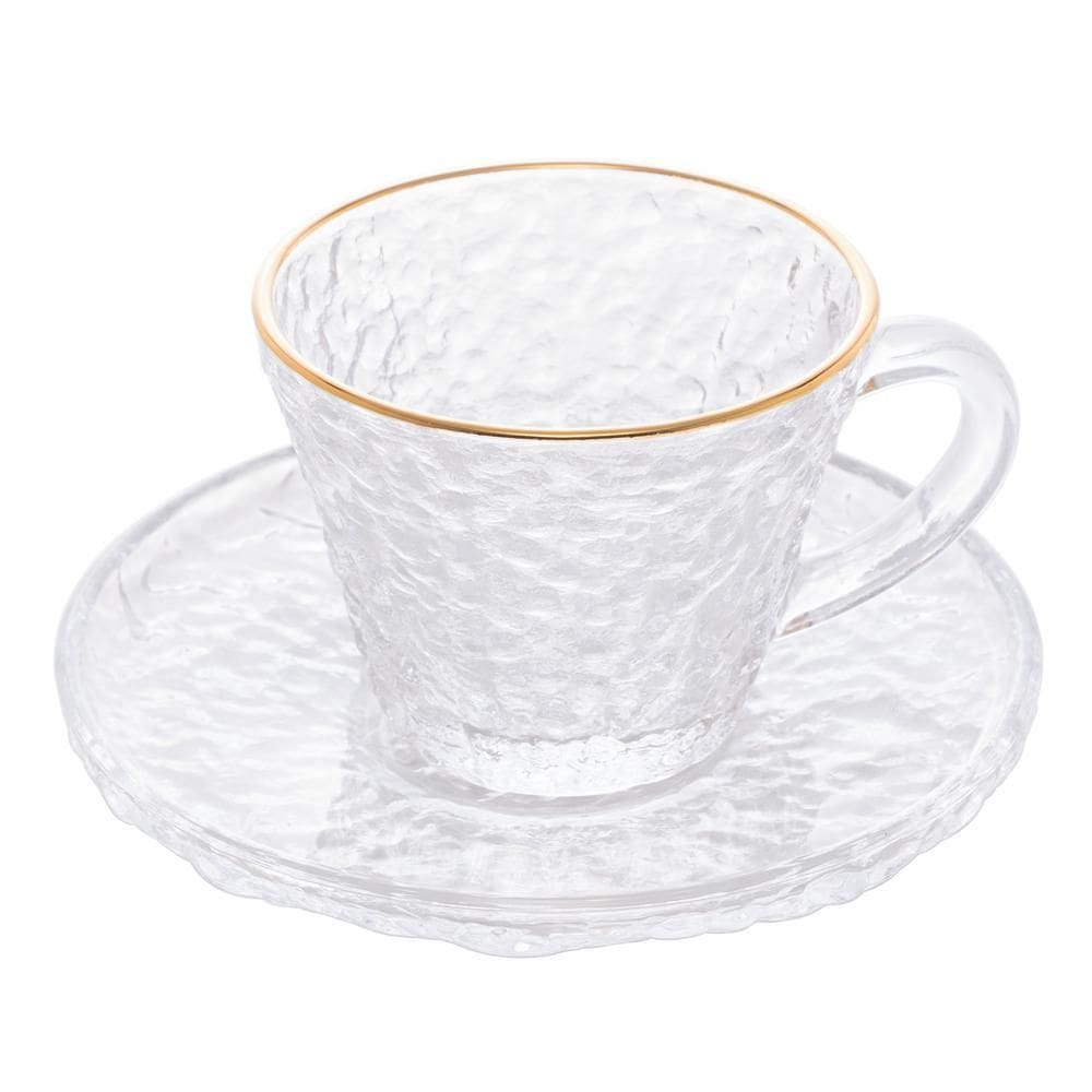 Xícara e Pires de Cristal Martelado p/ Chá Petra 180ml