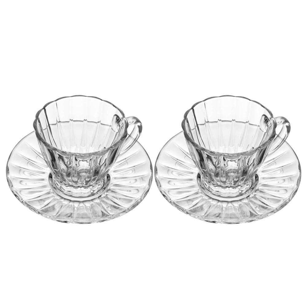 Jogo 2 Xícaras de Café Cristal com Pires Radial 90ml - Lyor