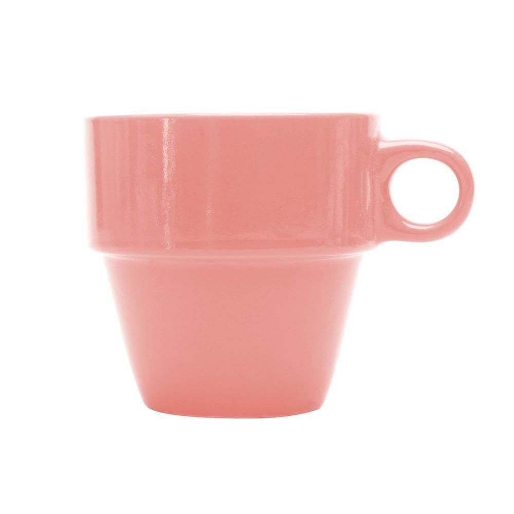 Xícara de Chá de Cerâmica Empilhável Rosa 210ml- Lyor