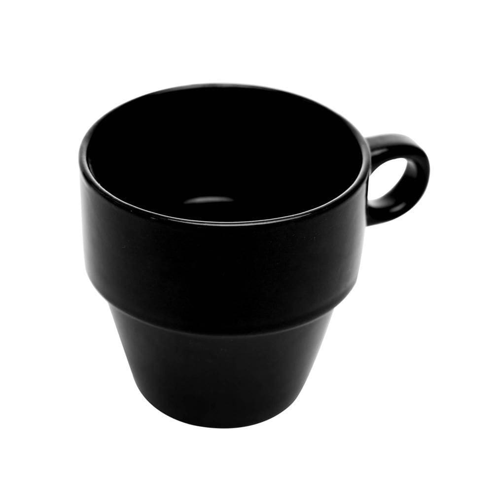 Xícara de Chá de Cerâmica Empilhável Preta 210ml- Lyor