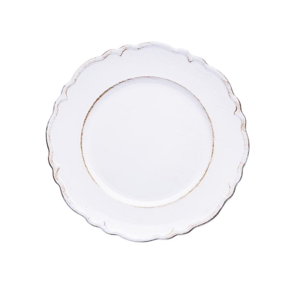 Sousplat Patinado de Plástico Moon Branco 25cm - Lyor