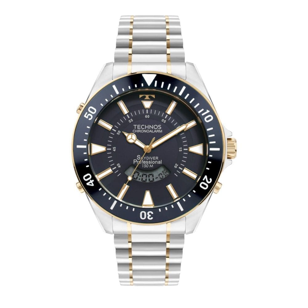 Relógio TECHNOS skydiver anadigi bicolor azul WT2050AI/1A