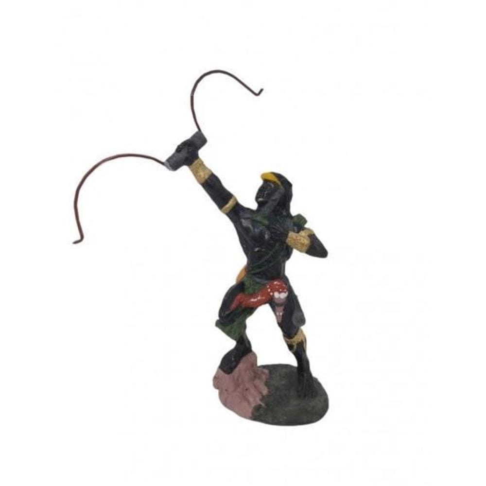 Escultura De Orixá Oxossi Verde 22 Cm Em Resina