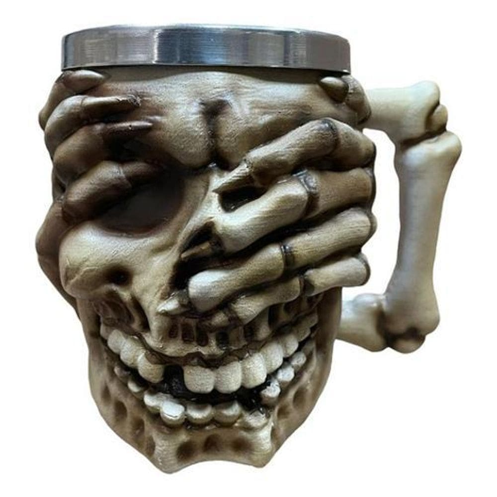 Caneca Cranio Cego 3D Resina Caveira Colecionavel Tematica