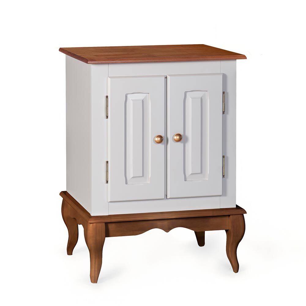 Gabinete para Banheiro 2 Portas com Pés Luiz XV Dália 3057 Linz Móveis - Off White/Imbuia Glazer