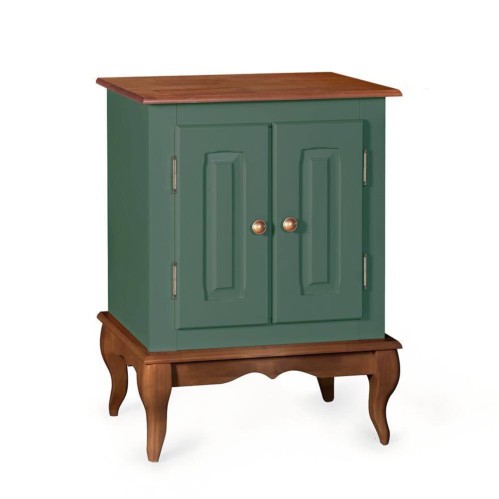 Gabinete para Banheiro 2 Portas com Pés Luiz XV Dália 3057 Linz Móveis - Verde Musgo/Imbuia Glazer