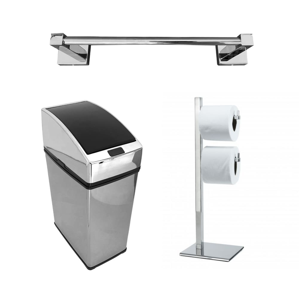 Toalheiro 30cm Lixeira Automática 6L Papeleira Dupla Inox