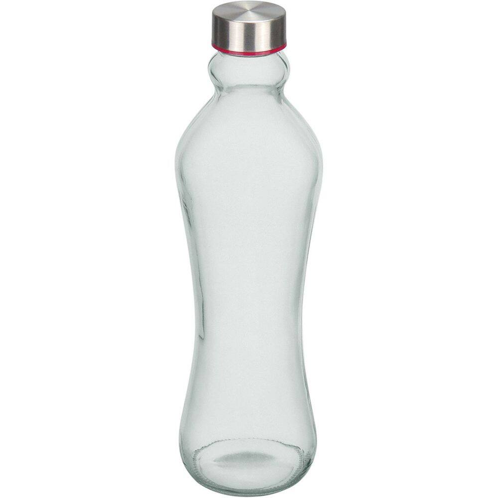 GARRAFA ÁGUA SUCO LEITE HOME&CO VIDRO 950ml 31x9x9cm TRANSPARENTE COM TAMPA
