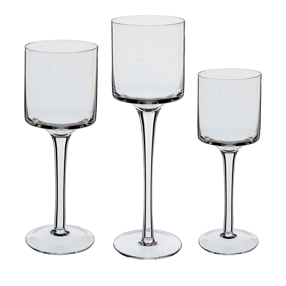 Jogo 3 Peças Castiçal Home&Co Eco Crystal Transparente Porta Velas