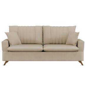 Sofá 180cm 3 Lugares com Almofadas Pés Curvos Veras Suede D05 Bege - Mpozenato
