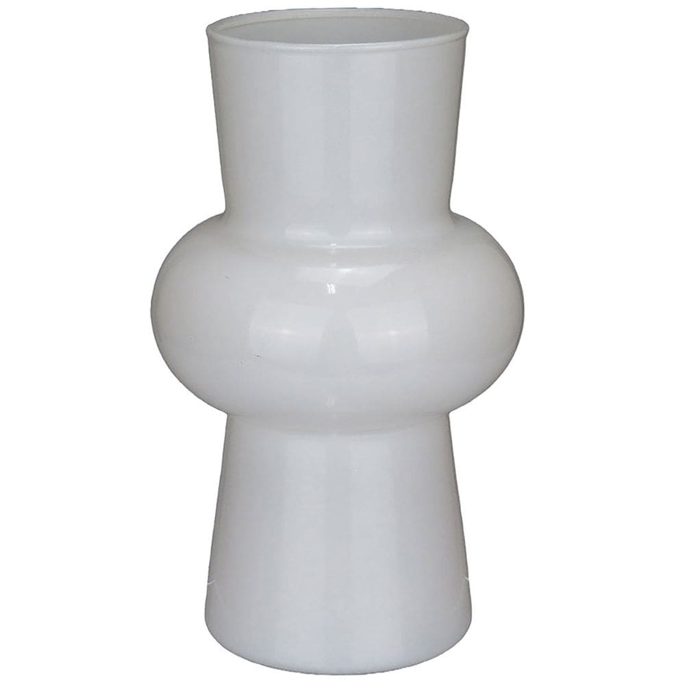 VASO DECORATIVO ENFEITE CASA ECLIPSE HOME&CO LEITOSO VIDRO 20x12x12cm BRANCO