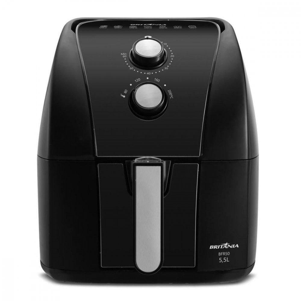 Fritadeira Elétrica Air Fryer Britânia 5,5LAntiaderente Preto 127V