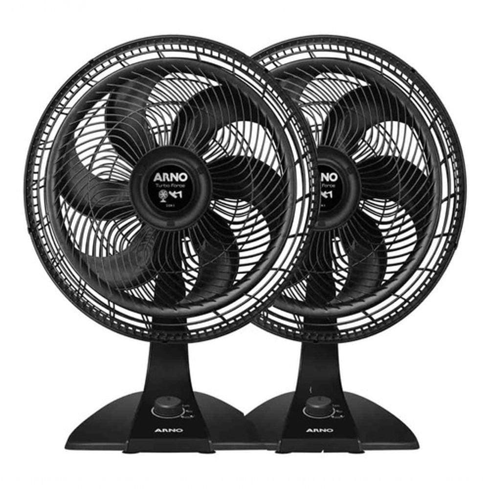 Kit 2 Ventilador Arno Turbo Force Silencio 2 Em 1 Preto 220V