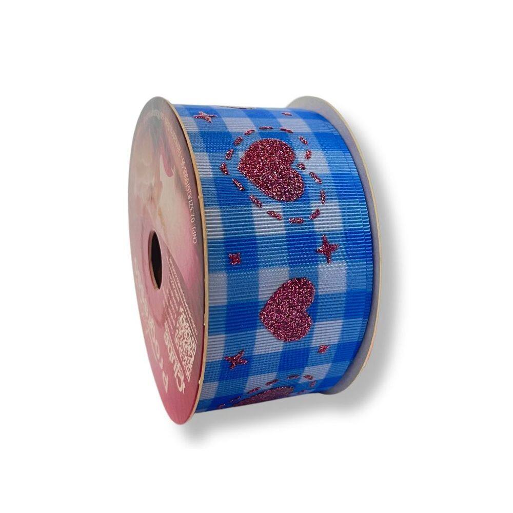Fita Decore Glitter Xadrez Coração EGP009TG-013 38mm | 10 Metros