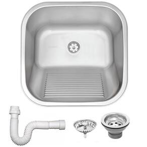Tanque de encaixe Tramontina HERA 23L em aço acetinado 40x40 cm Sifão 94403107