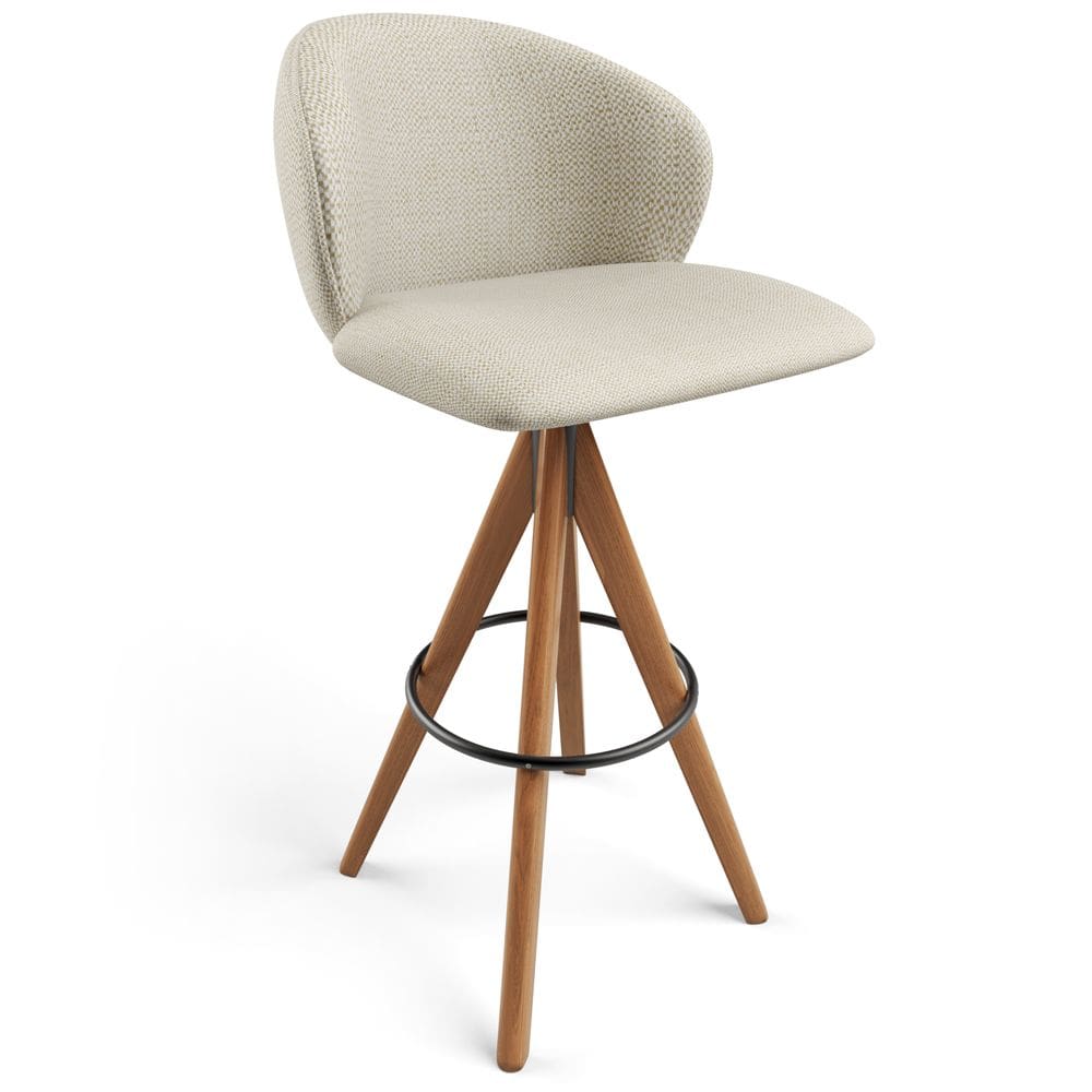 Banqueta Alta Bar Cozinha Sala de Jantar Bar Mia L02 Linho Champagne - Lyam Decor