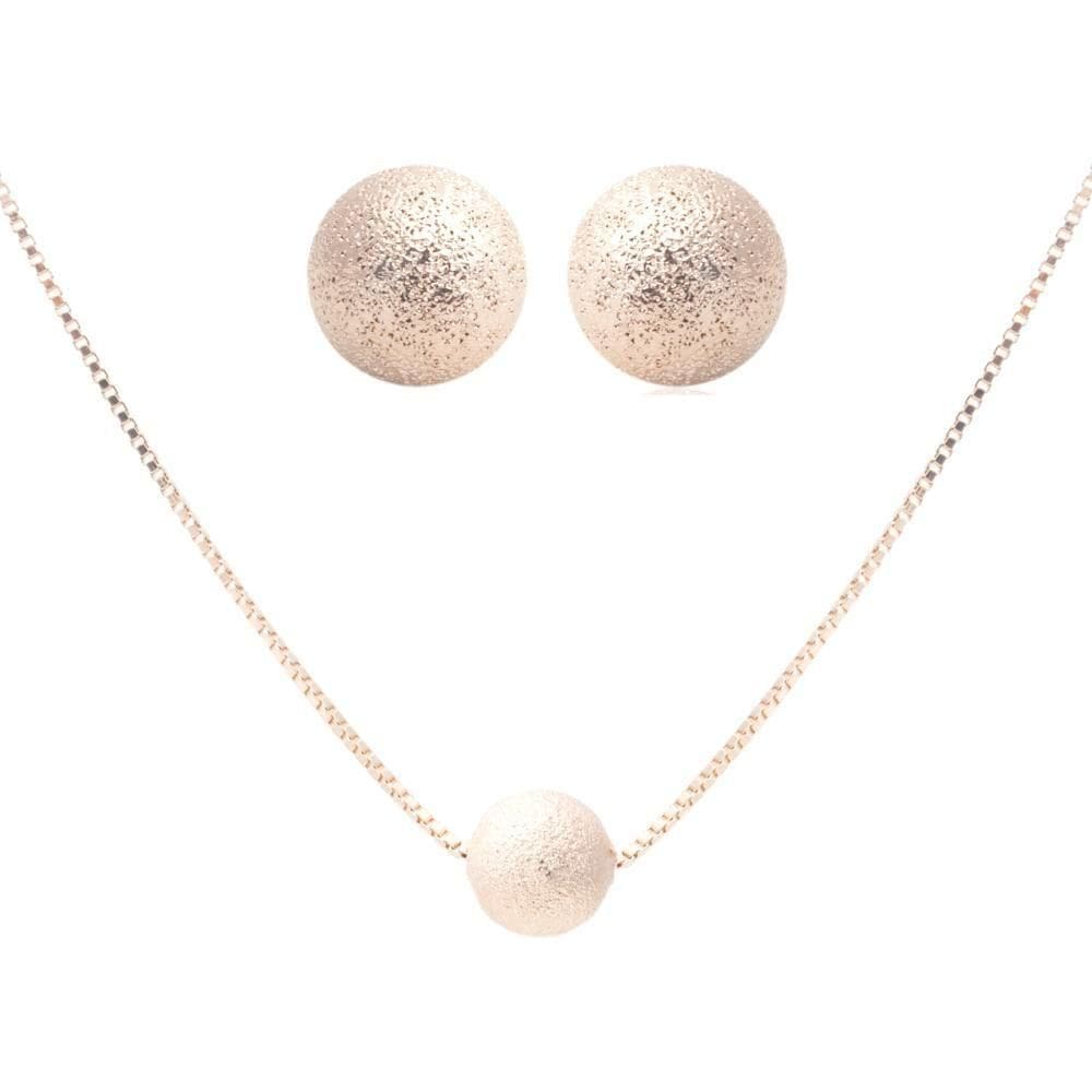 Conjunto Brincos E Colar Potenza Classic Esfera Artística