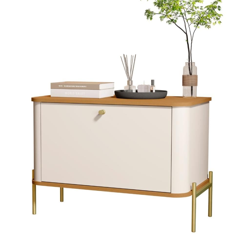 Mesa de Cabeceira Tucupí Off White Nature Dourado JB Bechara