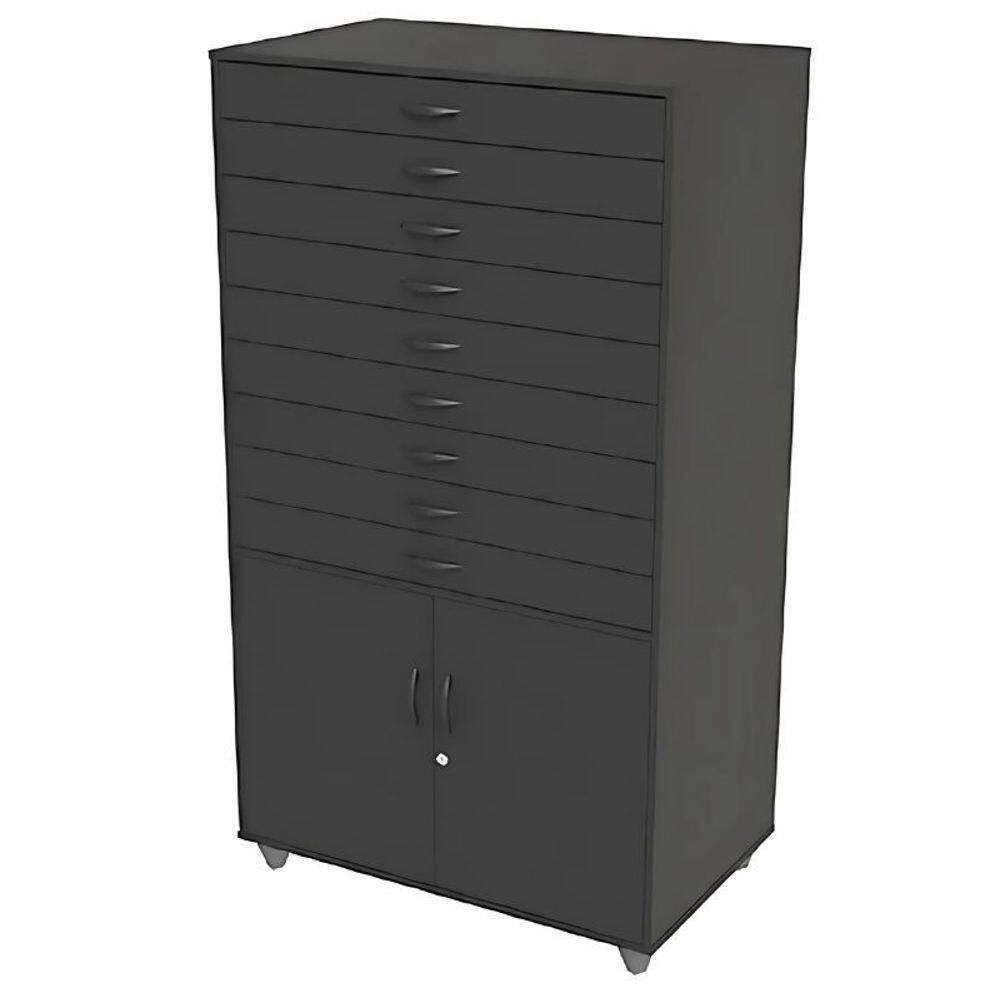 Porta Cartolina Armário Papelaria 9 Gavetas Balção Preto