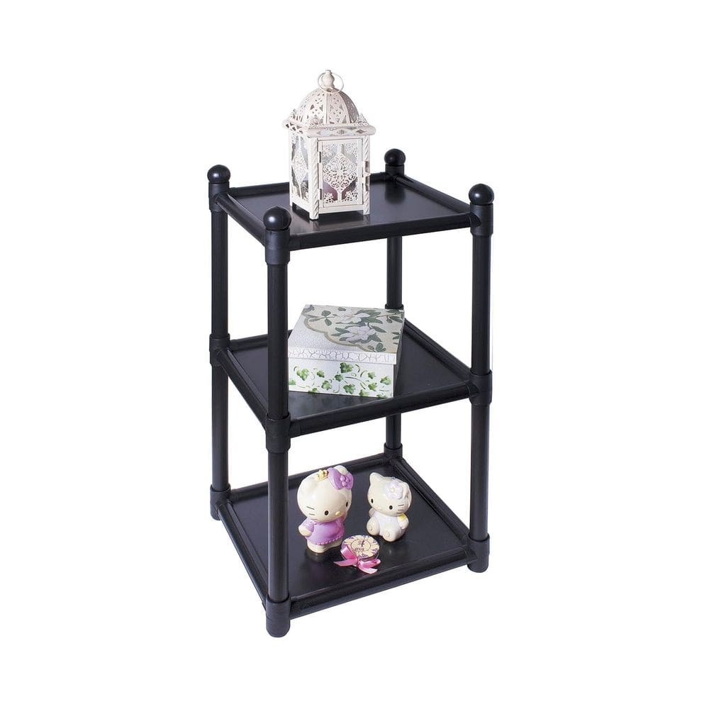 Estante de Plástico Multiuso São Bernardo Empilhável com 3 Prateleiras Preta 35x31x79,5cm