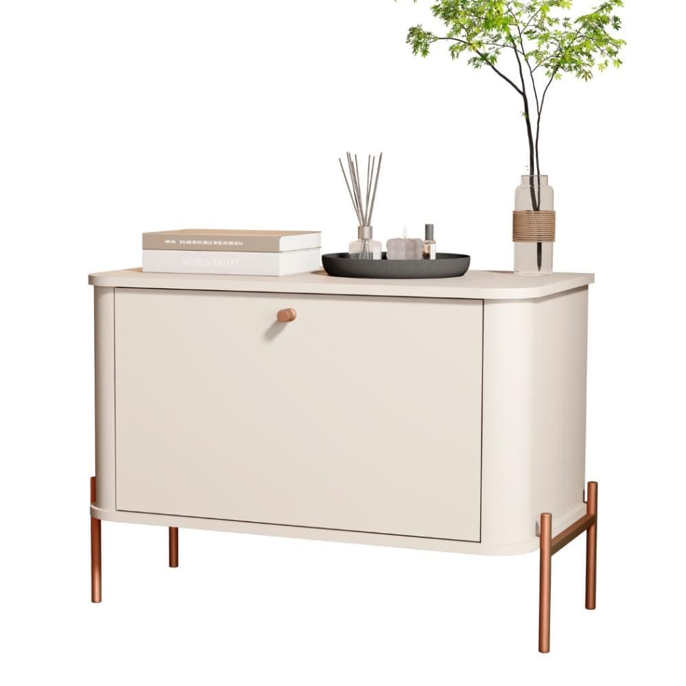 Mesa de Cabeceira Tucupí Off White Bronze JB Bechara
