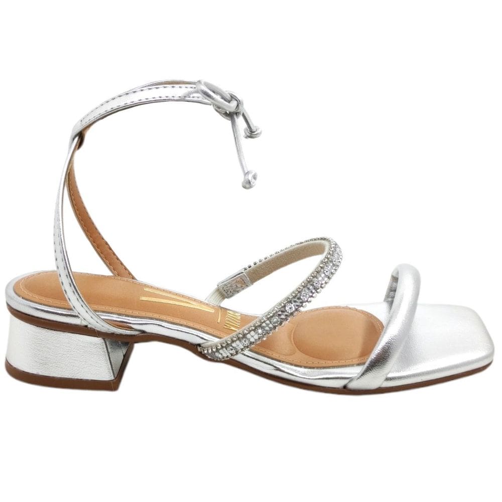 Sandália Feminina Casual Social Dia a Dia Passeio com Strass Tiras de Amarração Salto Baixo Vizzano 6454.225