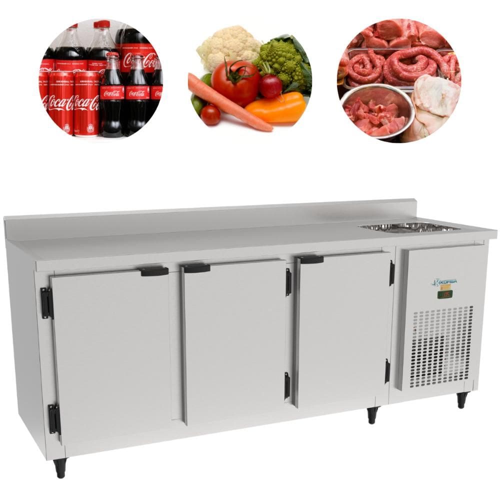 Balcão De Serviço Com Pia Inox 2,00m Refrigerador KBSP-200DP Kofisa