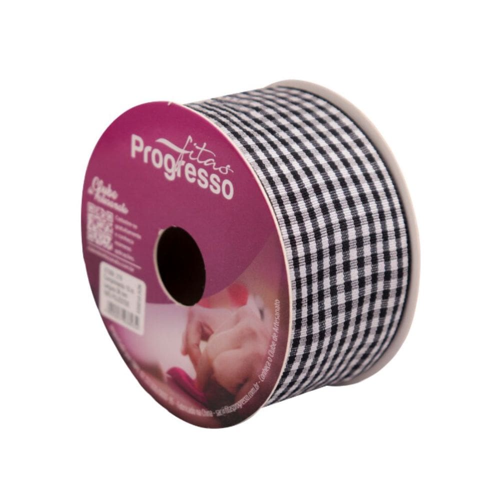 Fita Decorativa Xadrez Tecido XT009 38mm 10 Metros