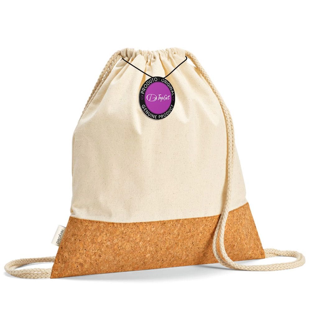 Mochila tipo Saco Gym Sack em Algodão Reciclado e Cortiça 37x41cm Iberia TopGet