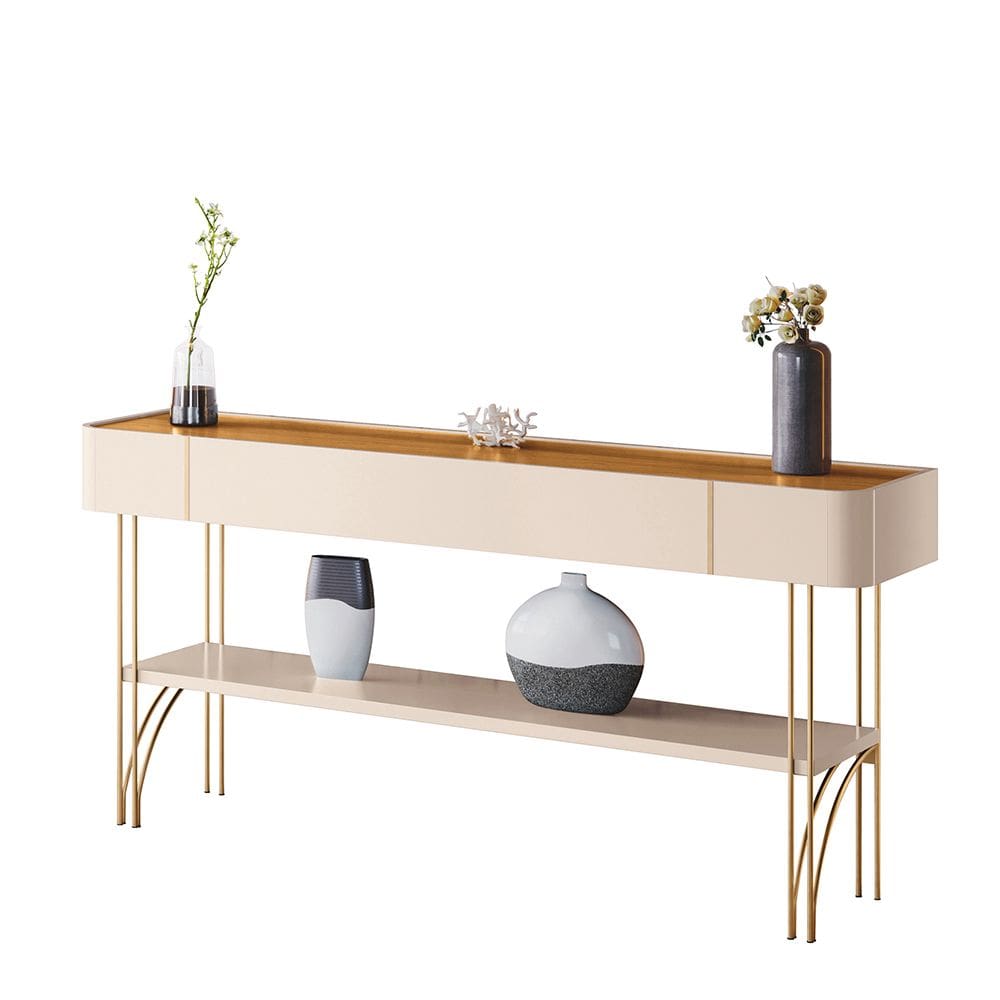 Aparador de Sala com Prateleira Horus Off White/Cinamomo H01 - D`Rossi