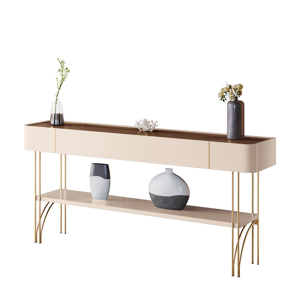 Aparador de Sala com Prateleira Horus Off White/Castanho H01 - D`Rossi