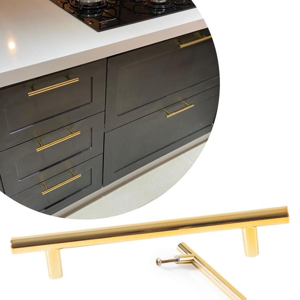 Kit Com 2 Puxadores Alça Gold Para Cozinhas Planejadas