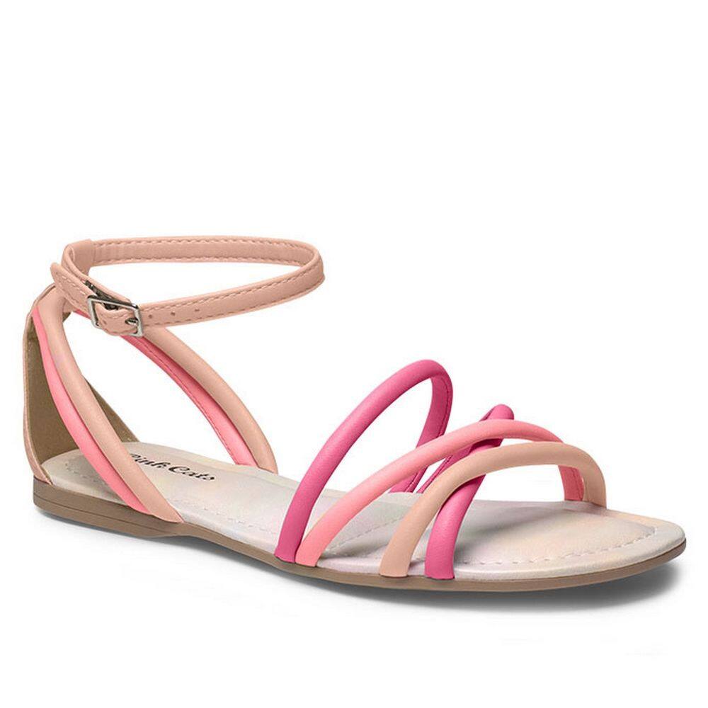 Sandalia Rasteira Infantil Menina Pink Cats V2811