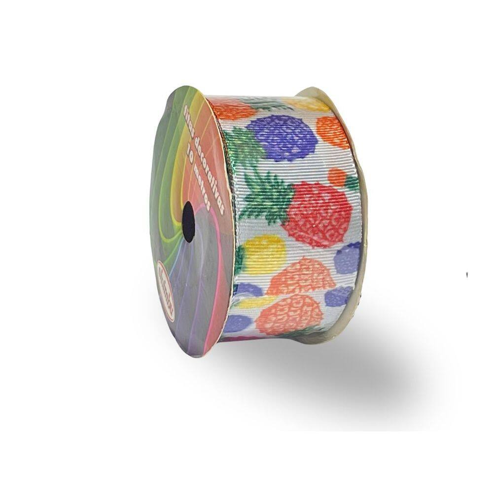 Fita De Gorgurão Estampada 38mm Sinimbu Nº9 - Abacaxi