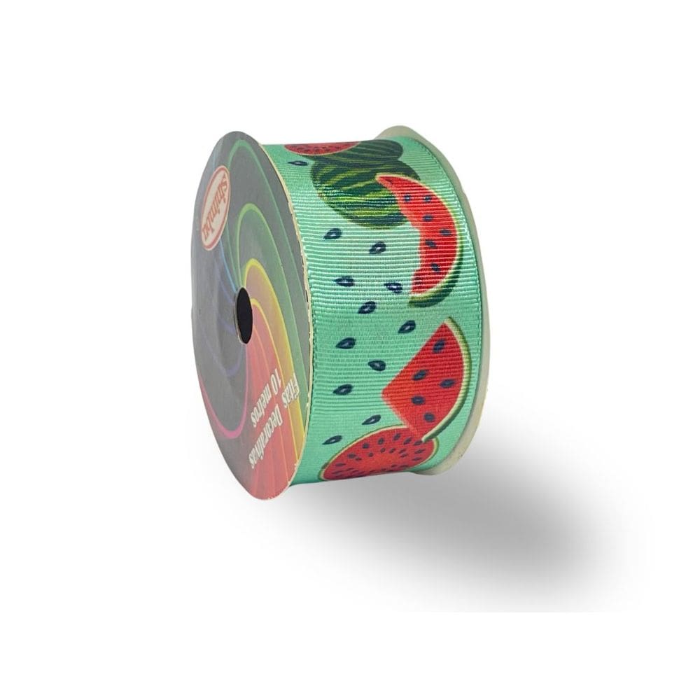 Fita De Gorgurão Estampada 38mm Sinimbu Nº9 - Melancia