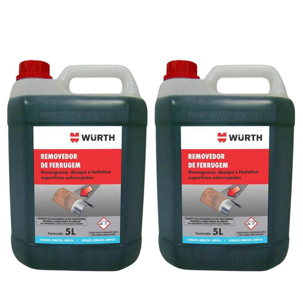 Kit 2 Removedor de Ferrugem Limpa Oxidação Fosfatiza Wurth 5 Litros Cada