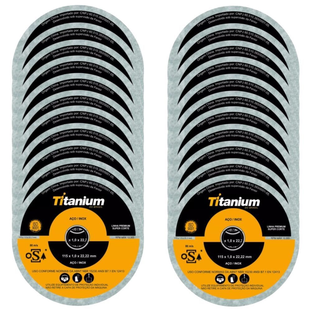 Kit 100 Unidades De Disco De Corte Fino 11,5cm 5047 Titanium
