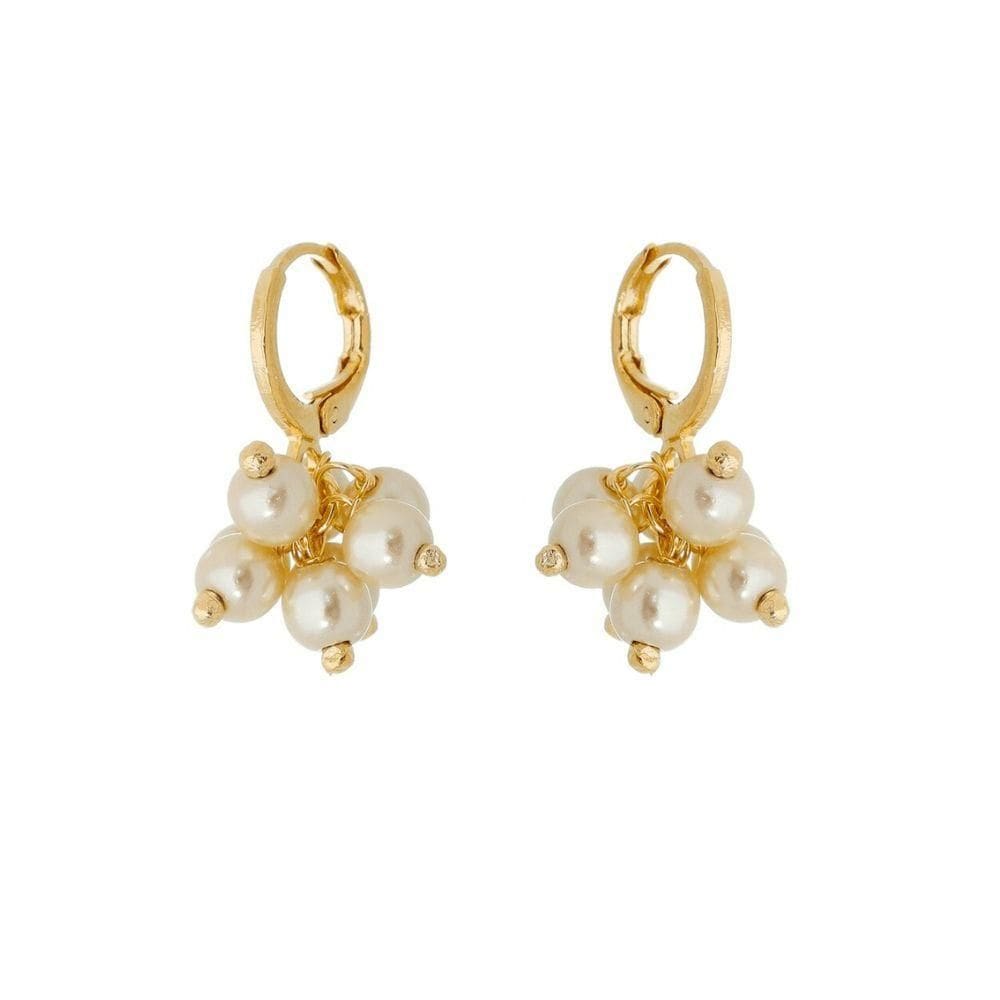 Brinco De Pérolas Cachinho Ingrid Banhado Em Ouro 18k